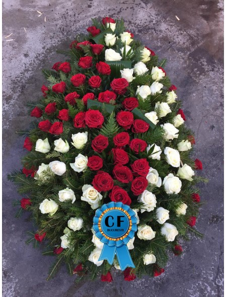Coroana funerara din Trandafiri rosii